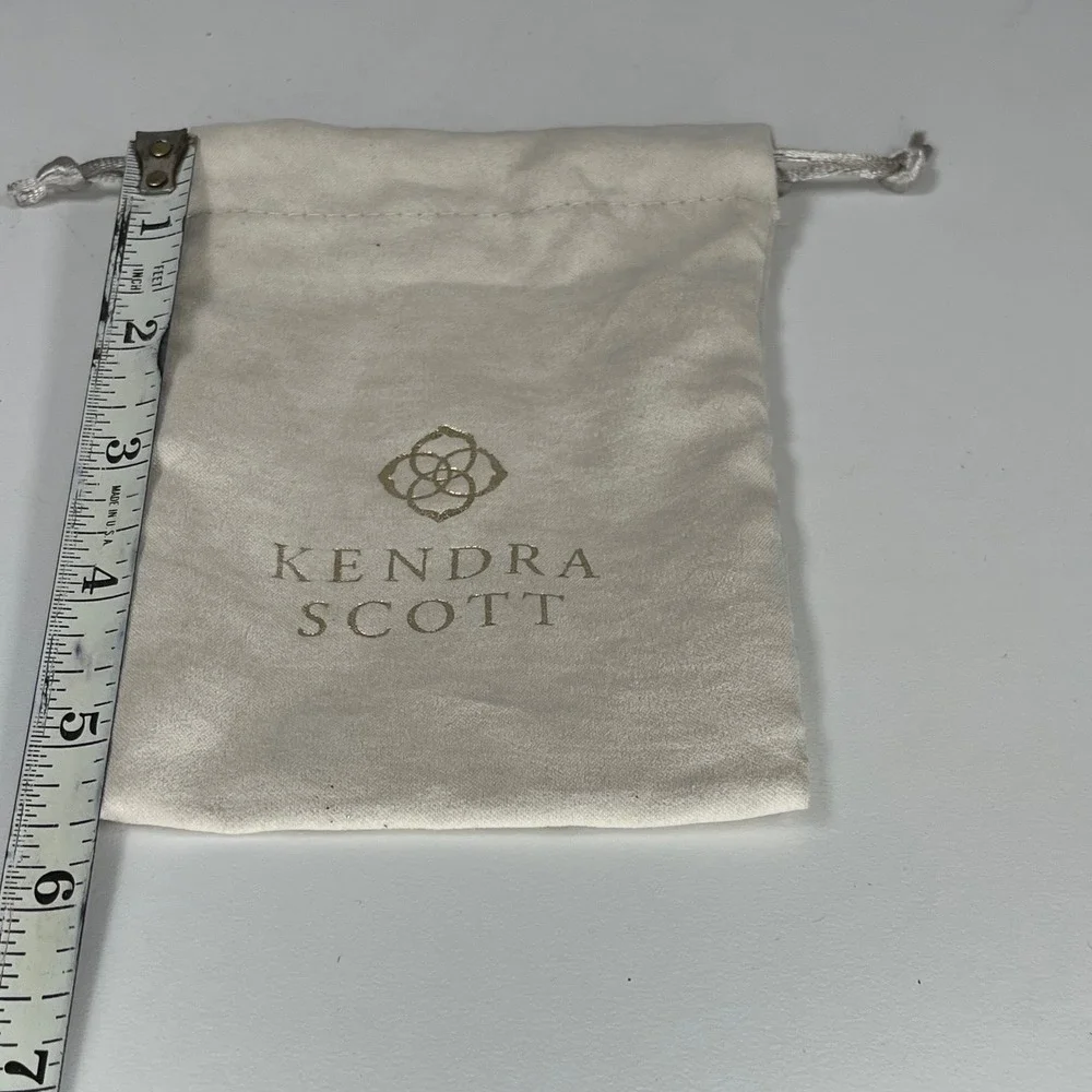 Kendra Scott Small Jewelry Pouch Cream‎ Gold Logo Drawstring Dust Bag 4x5.5